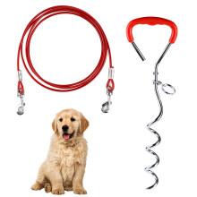 Dog Stake Large with Dog Lead 3 m Spiral Dog Ground Anchor Peg for Outdoor, Camping or Yard Lead, Ideal for Small to Large Dogs 3M
