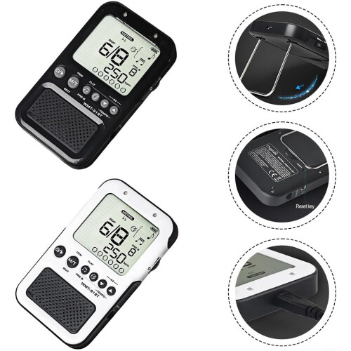 Compact, rechargeable digital metronome,  for serious musicians seeking precise timing (black). 2