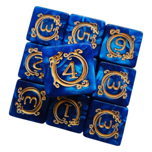 Polyhedral Dice, Set of 10, Creative Dragon Pattern, RPG Game, Collectibles