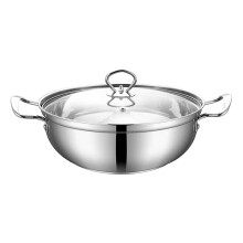 32cm Non Stick Stainless Steel Saute Pan with Glass Lid, Large Capacity, Induction Compatible