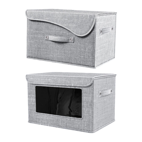 Foldable Fabric Storage Box With Dustproof-Front window seethr 2