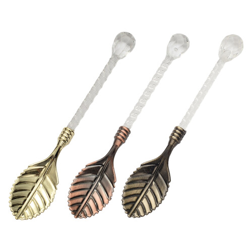 6-teiliges Rührlöffel-Set mit Blatt-Design,-grüne Bronze 2