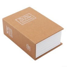 Slim, discreet storage, secure money box, designed as a book with a reliable combination lock (yellow).