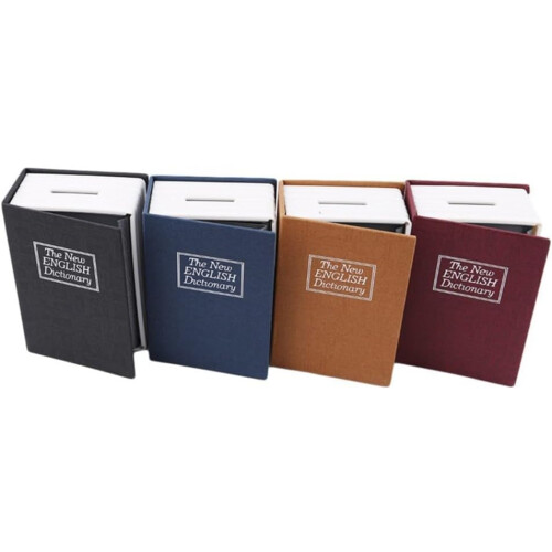 Slim, discreet storage, secure money box, designed as a book with a reliable combination lock (yellow). 1