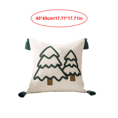Taies d'oreiller en coton et lin brodées de noël, Accent de-UN 2
