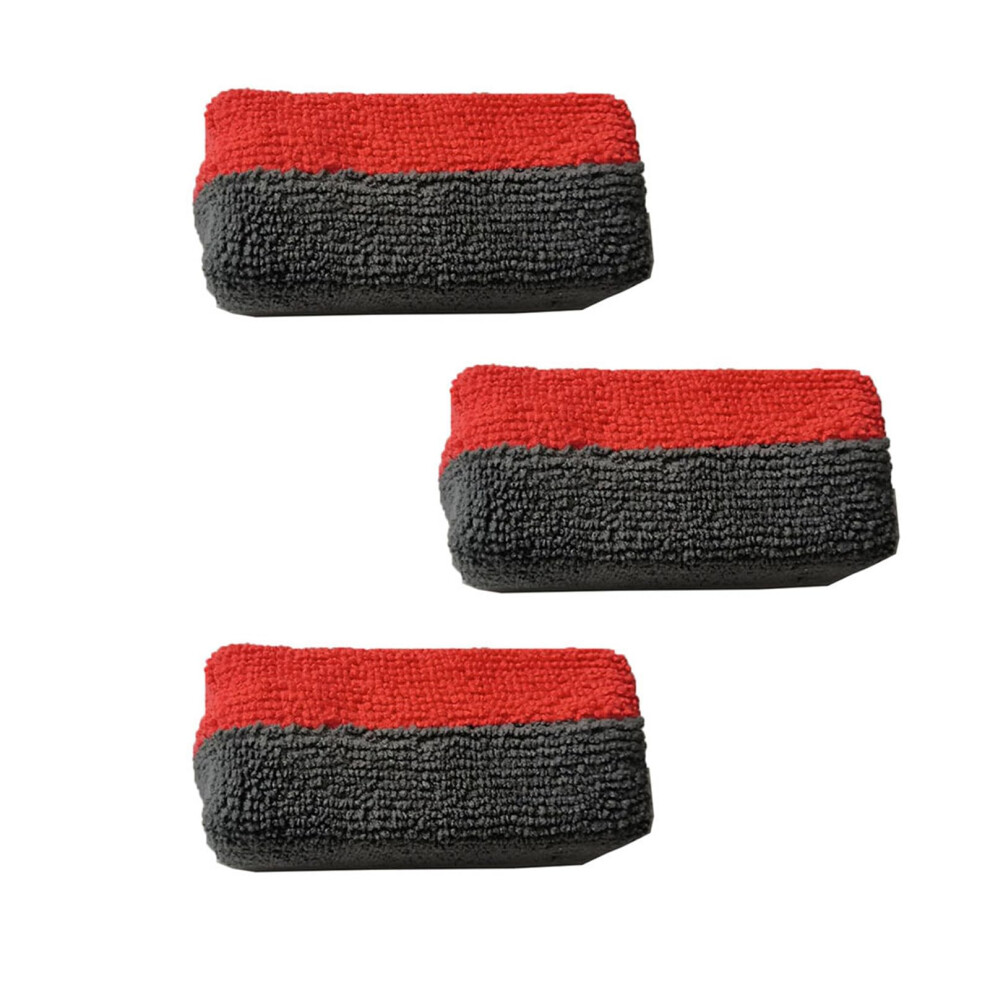 Pack Of 3 Microfiber Applicators Absorption And Reusable Constructions Doublesided Microfiber Sponges For Car Coating Set Red 9365049810791