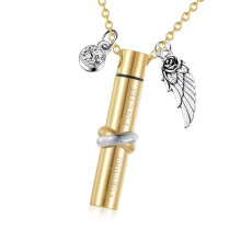 Wing Charm Art Cremation for Ashes Small Size Caskets-gold