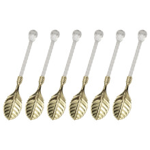 6 Stück Acryl-Kristall-Kaffeerührer, Dessertlöffel aus-Gold