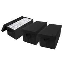 DVD Storage Box 3Pack With Cover, 15.75x6.3x6.1in, Holds 60 DVDs, WaterResistant, Stackable CD Organizer For DVDs CDs