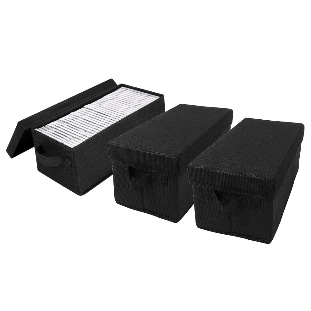 Dvd Storage Box 3Pack With Cover, 15.75X6.3x6.1in, Holds 60 Dvds, Waterresistant, Stackable Cd Organizer For Dvds Cds 9189345995385