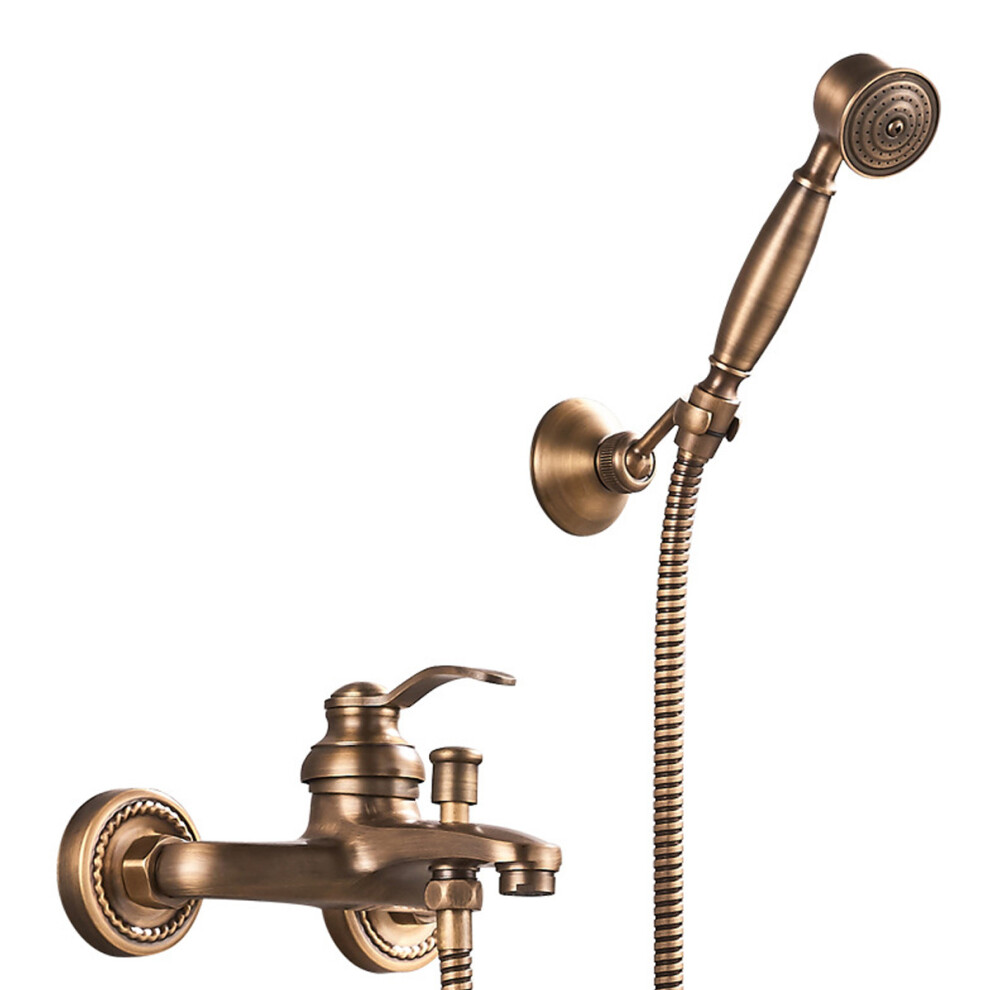 Vintage Splendor, Deck-Mounted Two Handle Bathroom Faucet, Solid Brass Construction With Antique Brass Finish For A Touch Of Timeless Elegance 9148971001082