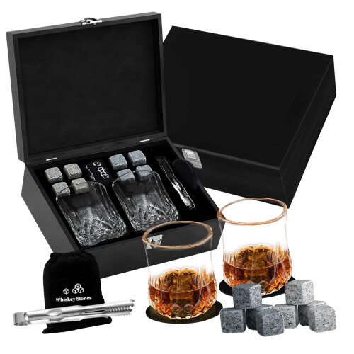 Multipurpose Whiskeys Drinking Set Granites Chiller And-Black