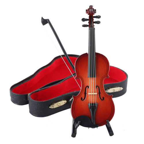 Mini Violin Model Set Mini Musical Instrument Violin-10cm