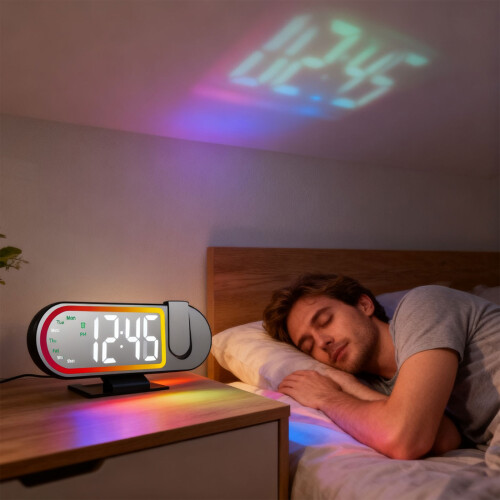 Flexibele LED-projectieklok met-zwart groen 2