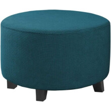 Footstool Protector Covers, Textured Jacquard Fabric Ottoman Slipcover with Premium Polyester for Easy Living Room Upgrades (Small)
