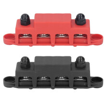 Bloc de distribution de bornes de batterie pour circuits 12 V, barre omnibus renforcée avec 4 goujons M10, capacité 250 A, bloc de distribution
