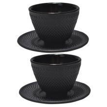 Cast Iron Tea Cup and Saucer Set Vintage 2Set RustResistant Smooth Finish Retro Design For Tea Ceremony Easy Cleaning