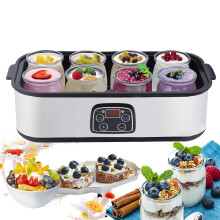Yogurt Maker Machine 1400ML Automatic Yoghurt Maker With 8x180ML Glass Jars LED Display 1855 C Temperature Control