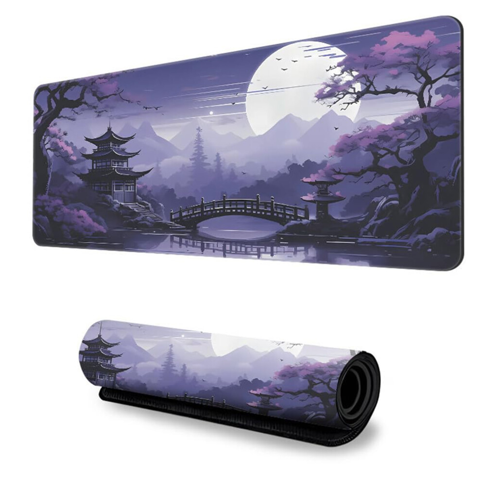 Landscape Print Mouse Mat, Nonslip Rubber Base, Gaming, Large (, 900X400mm) Purple 9412369031488