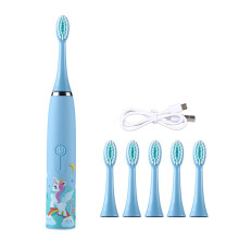 Cartoon Pattern Automatic Electric Toothbrush For Children Kids Boys And Girls IPX6 Waterproof Light Blue