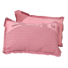Soft Bear Plaids Pillow Cover For Kids Sturdy Cotton-Pink