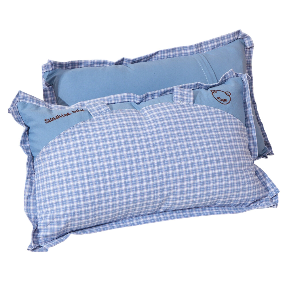 2PCS Children Cotton Pillow Cover Breathable Washable Bear-Blue
