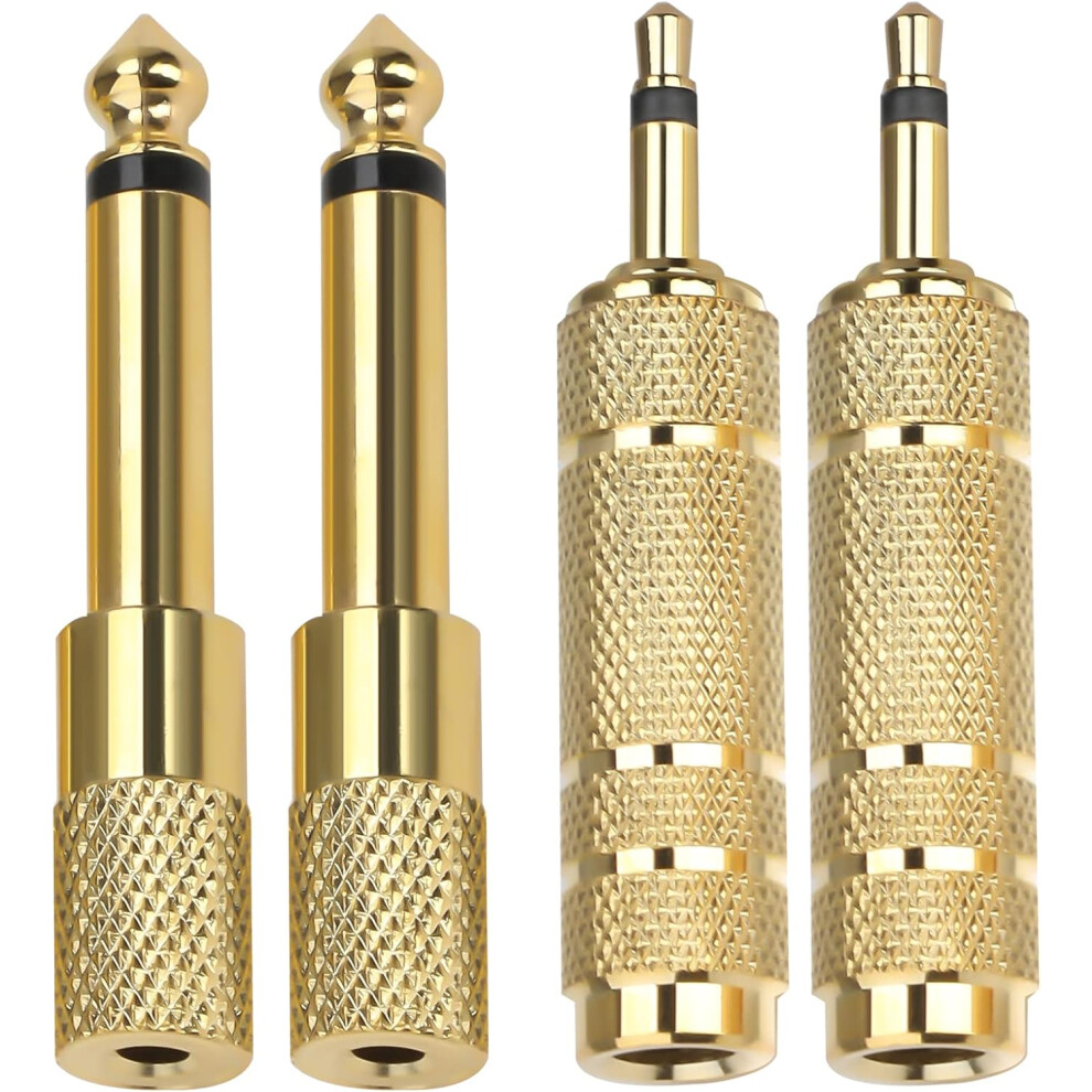 Portable Mono To Mono Adapter, Plated 6.35Mm (1/4 Inch) Male To 3.5Mm (1/8 Inch) Female, Resilient To Minimal Signal Loss Gold 9148971581485