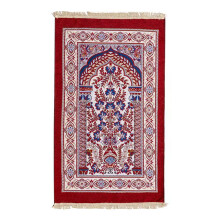 Islamic Prayer Rug for Men Women Kids Floral Jacquard-Red