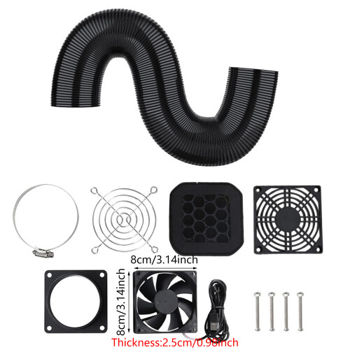 Effizientes USB-Abluftventilator-Set mit 200 cm Kanallänge für 2