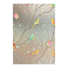 Elegant Stained Glass Effect Window Film, Heat Control Privacy Window Cling for Home Office, 60x300cm PVC Frosted Glass Privacy Decor, Non-Adhesive St