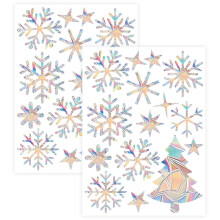 Suncatcher Stickers for Smooth Surfaces, Iridescent Christmas Decoration Adhesive Prevents Birds From Hitting, Waterproof Reusable Static Window Cling