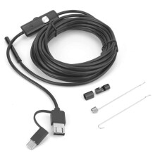 Inspectieapparaat met verstelbare LED-verlichting, borescopiecamera met hoogwaardige behuizing en 5,5 mm lens, USB-endoscoop met heldere beeldvorming.