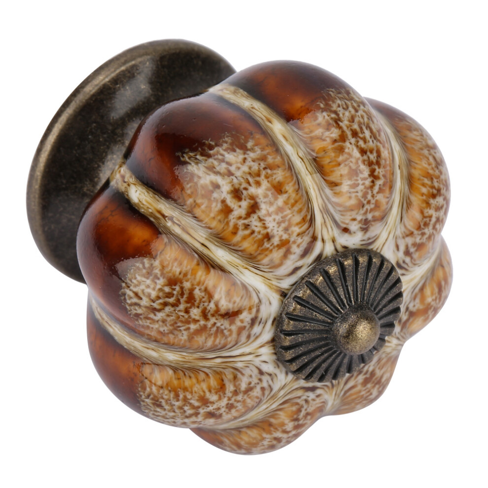 Ceramic Knobs With Pumpkin Shaped Design, Elegant European Style Cabinet Handles In Zinc Alloy Material, Decorative Hardware For Kitchen Bathroom 9128293331715