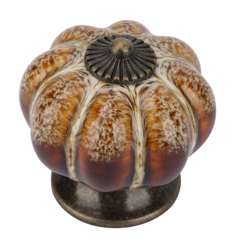 Zinc Alloy Material Cabinet Knobs, Vintage Cabinet Knobs Featuring Pumpkin Shaped Design And Ceramic Construction, Elegant European Style Decorative 9358999756257