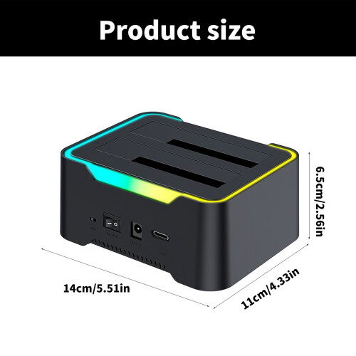 Two Bay Hard Drive Enclosure Reader Type C 3.5 2.5inch Drives 1