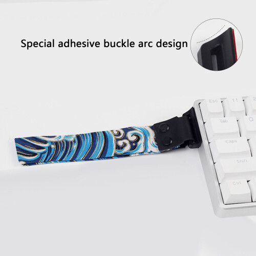 Gold Foil Fabric Keyboard Lanyard Keyboard Strap- wave black 2