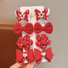 Red Hair Bows Year Hair Pins for Women Girls Beautiful Bow Flower Butterfly Hairpins 8 Pieces