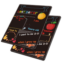 Pack of 2 DoubleSided Blackboard Tags Nursery for Wall Decoration Labels Hanging Boards 1 Message Board Sign Black Board First Day School Bamboo