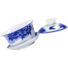 Gongfu Teacup Large Blue And White Porcelain Tea Cup With Strainer And Lid, Ceramic Tea Bowl Chinese Style