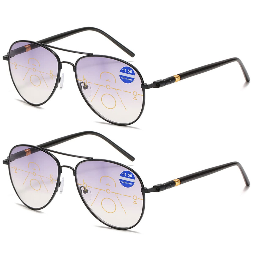 Light/Black Bifocal Reading Sunglasses Progressive Antiblue 2 X 3.0