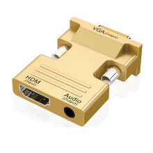 HDTV To VGA Adapter 1080P Resolution With 3.5mm Audios-Gold