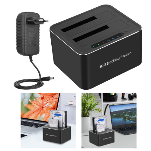 External Hard Disk Enclosure Double Bay USB3.0 5Gbps Supports 1