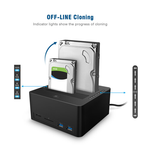 Efficient Double Bay SATA3.0 Hard Drive Docking Station for 2
