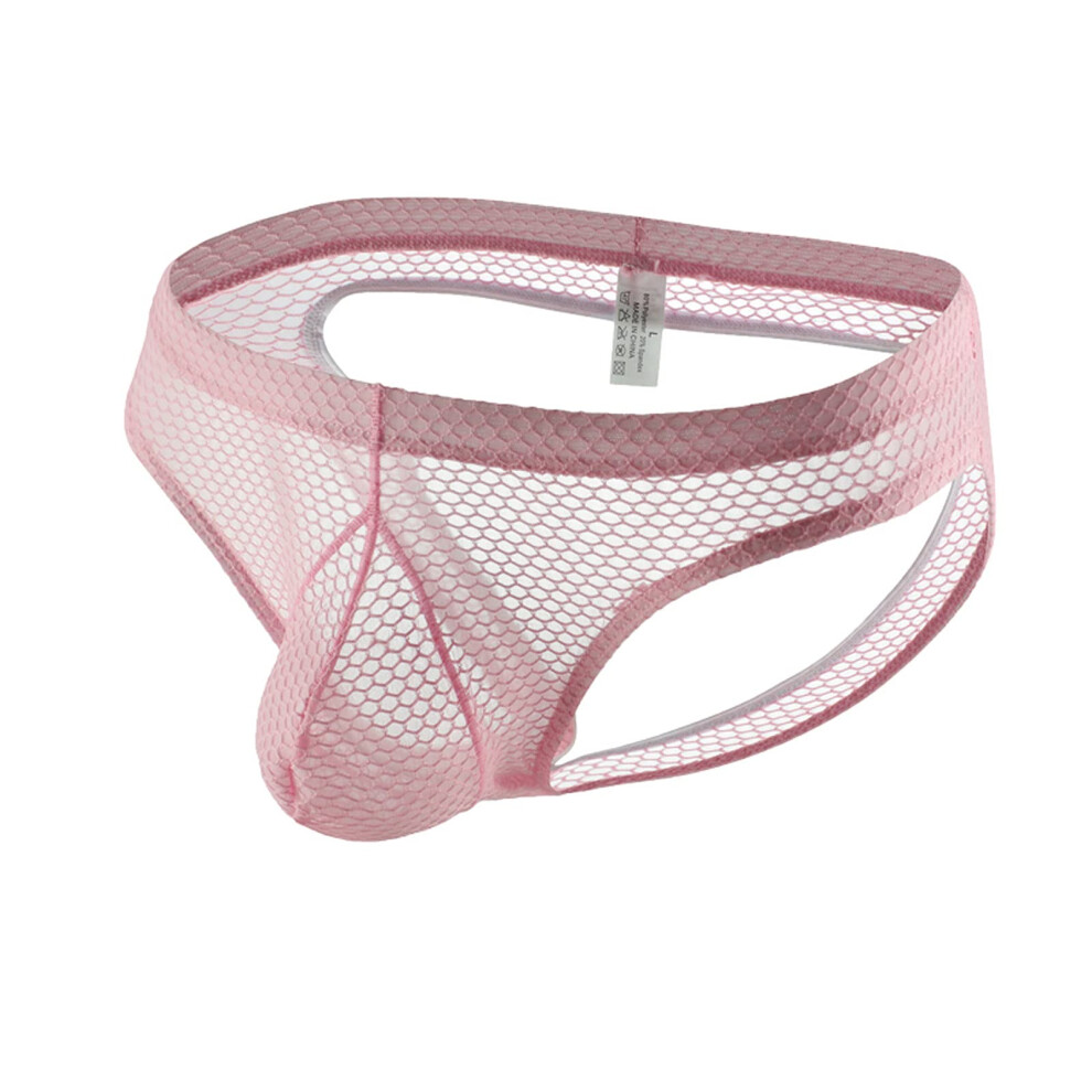 Pink Men's Boxer Shorts Sexy Underwear Men Transparent Mesh Boxer Shorts Grid Fabric Shorts Men's String Thong Sexy Underwear Lingerie Sexy 01 Xxl