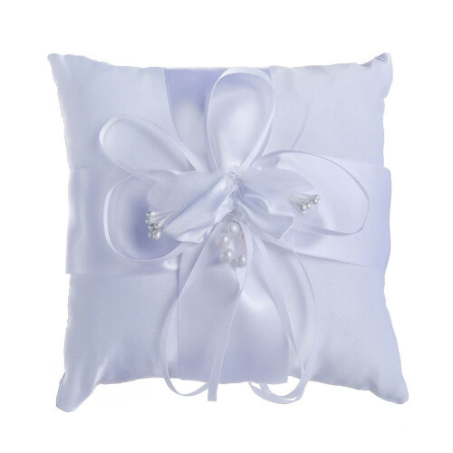 Bride Wedding Ring Pillow Cushion White for Wedding Party