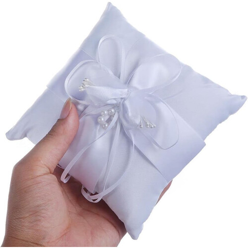 Bride Wedding Ring Pillow Cushion White for Wedding Party 2