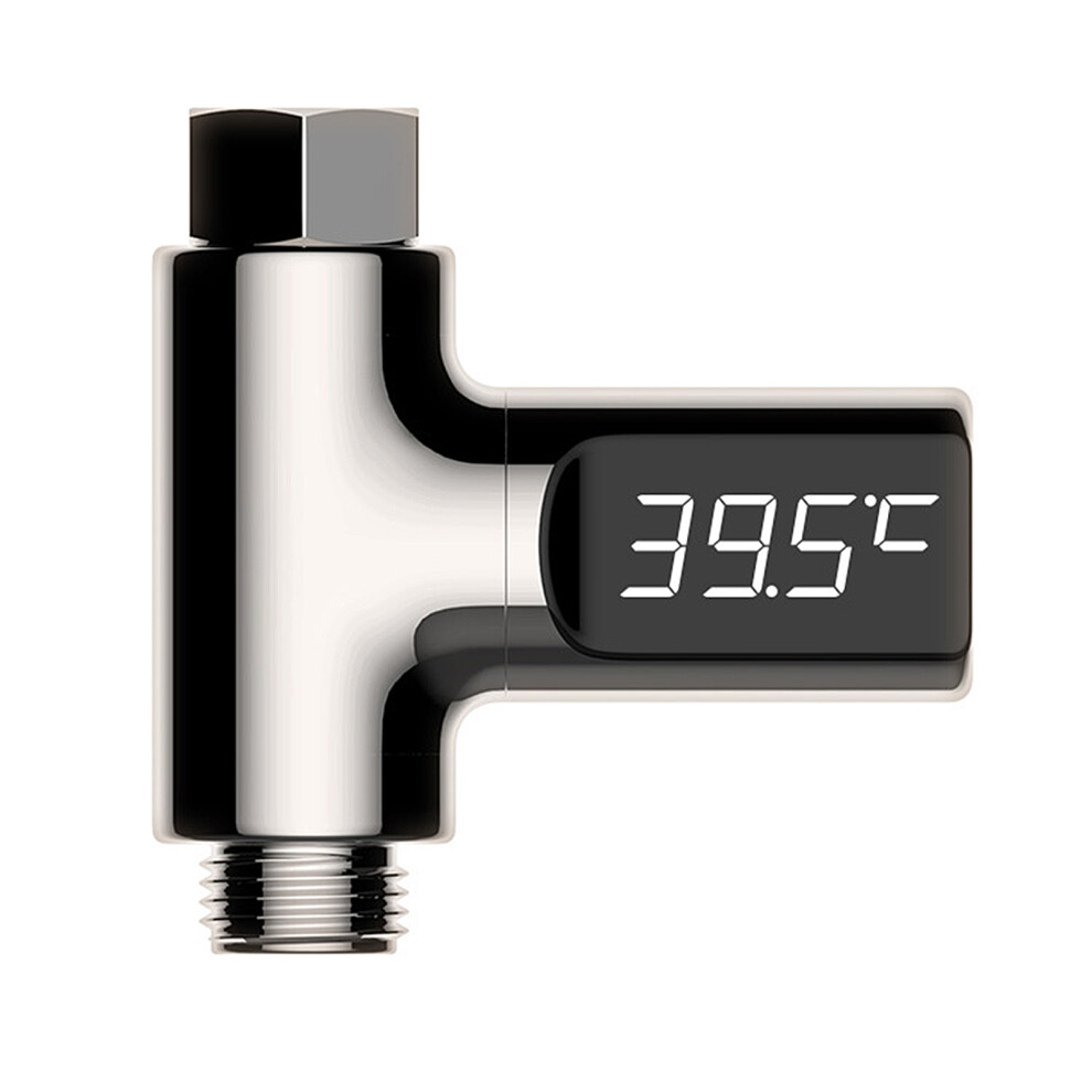 Digital Shower Thermometer LED Display Water Temperature Monitor Gravity Sensor Rotating Screen Battery Free Water Flow Powered Meter Waterproof Seal