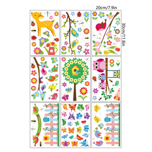 Spring Window Clings For Home Decor, Double Side Printed Stickers With Vibrant Design Elements, Waterproof And Durable Spring Decorations (9 Sheets) 1