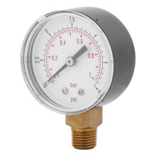 Manómetro de baja presión, manómetro de metal con líquido para combustible, aire, aceite o agua, medición precisa de presión, doble escala 0-15