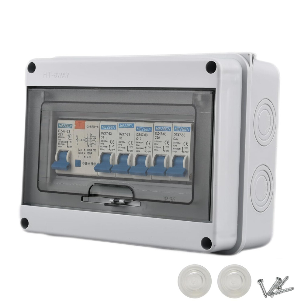 Ip66 Waterproof Circuit Breaker Enclosure 8 Way, Distribution Protection Box With Transparent Cover, Abs/Pc Alloy Plastic Housing For Indoor Outdoor 9165521324125